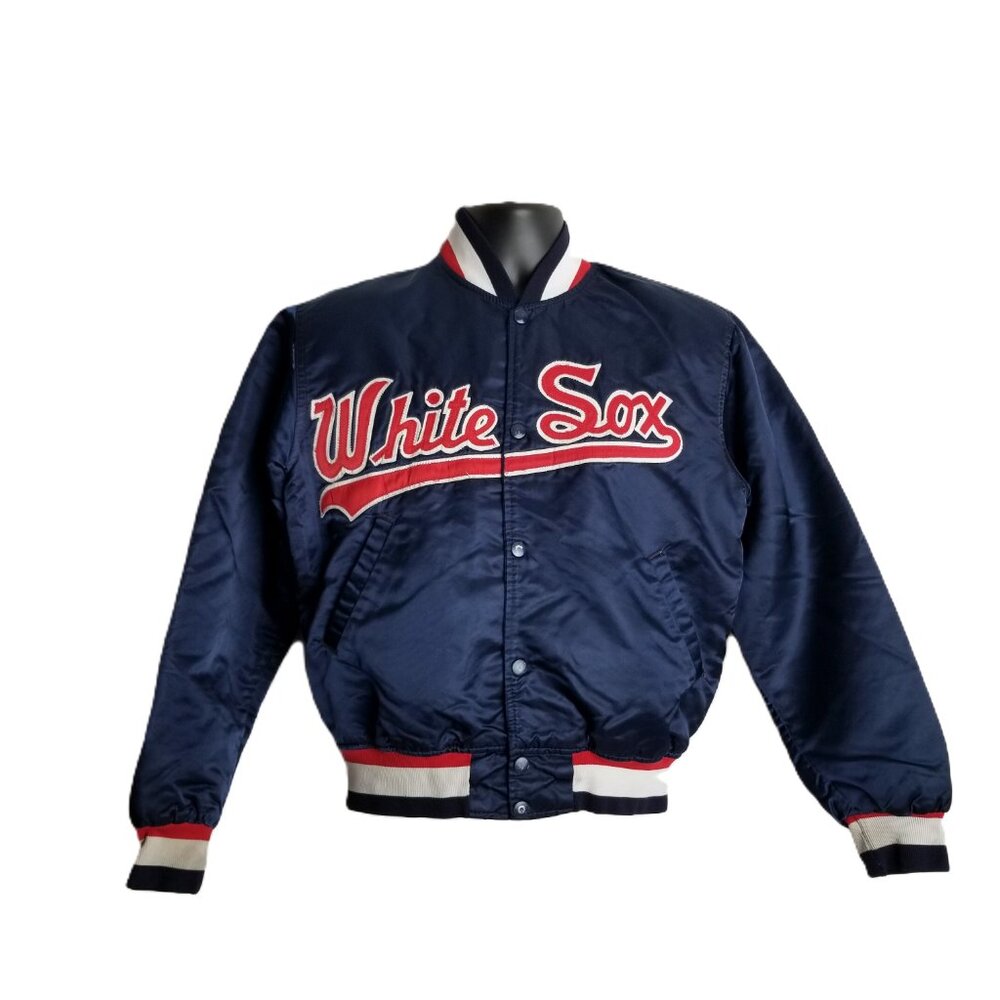 Starter White Sox Vintage 1980s Satin Bomber Jacket Medium MLB Diamond USA